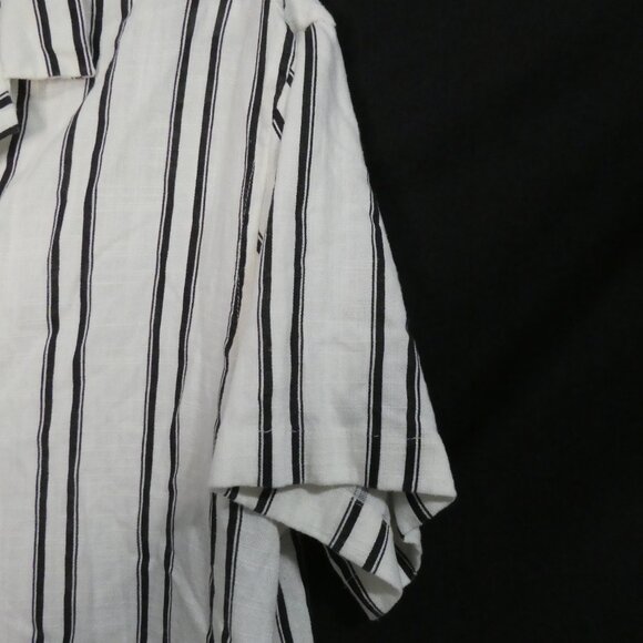 ZARA | XL - extra large | Flowy Striped Button-Up Short Sleeve Casual Shirt - Picture 5 of 15